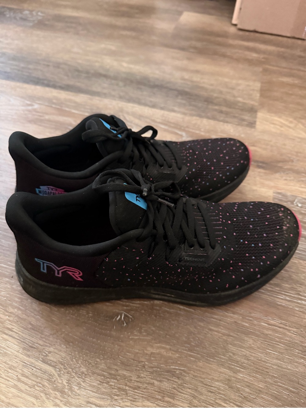 TYR Black Slip-On Athletic Shoe with Pink Speckle